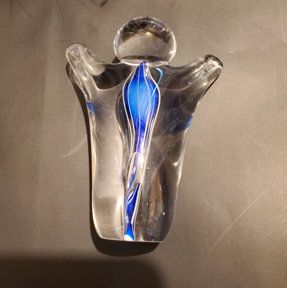 Joy of Life Cobalt Blue Art Glass figure, by Schmidt Rhea Glass Studio